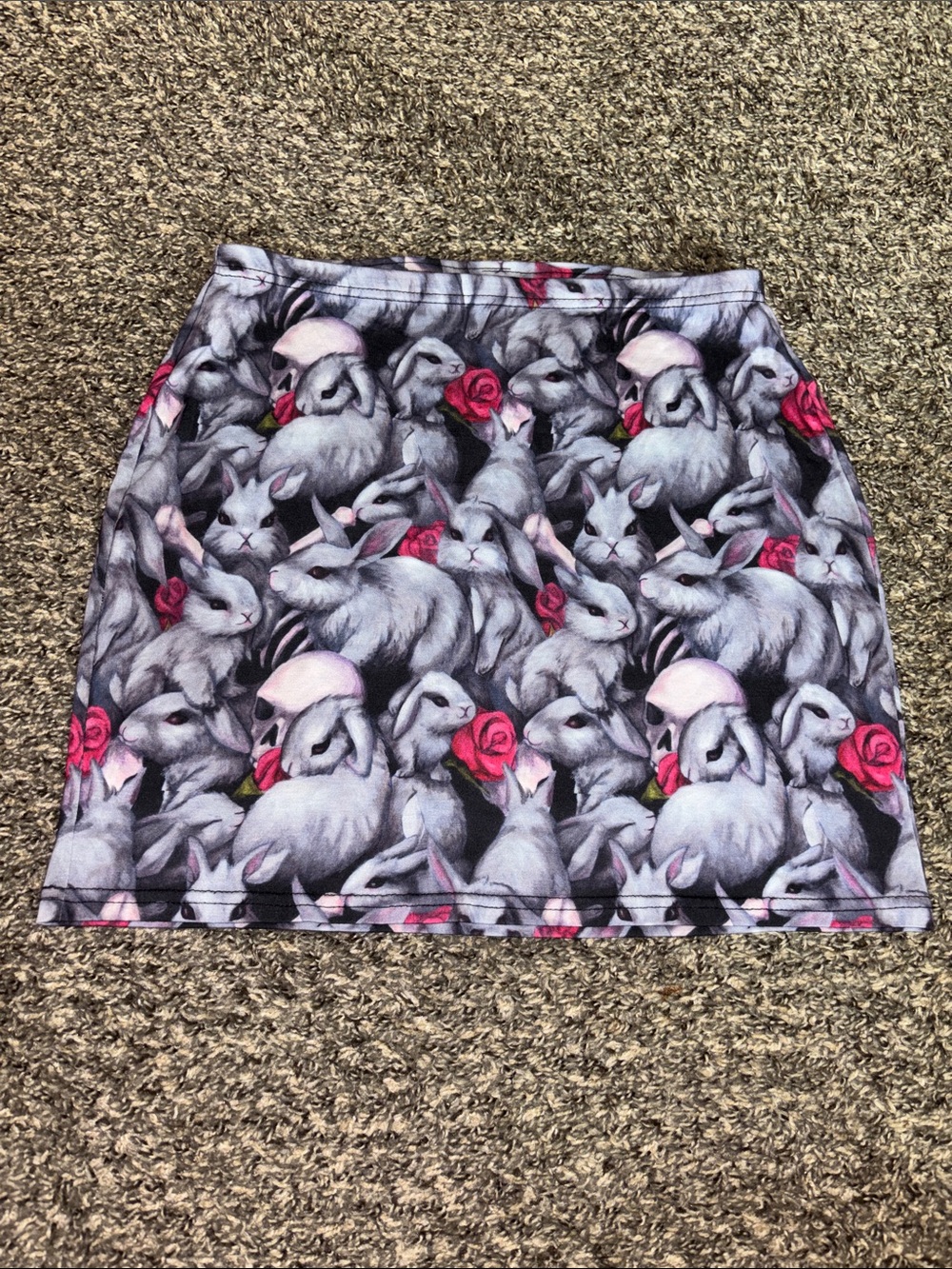 Bad Bunny Mini skirt - Danger Bunnies Large animal print Y2K rose print